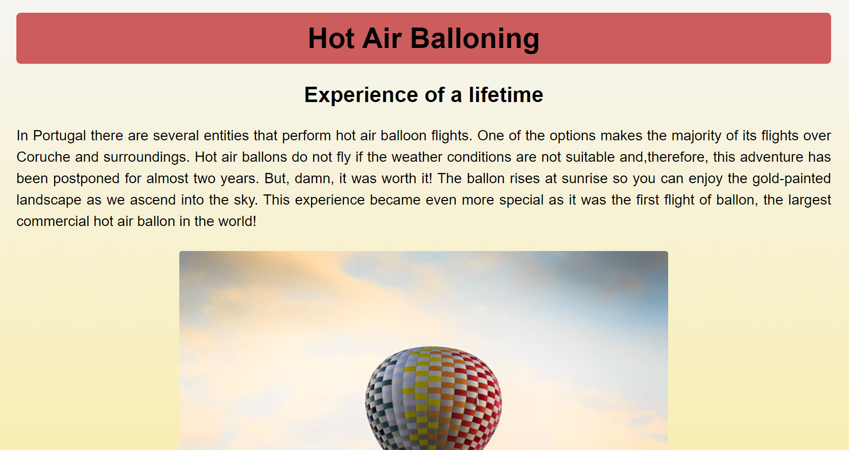 Hot Air balloning